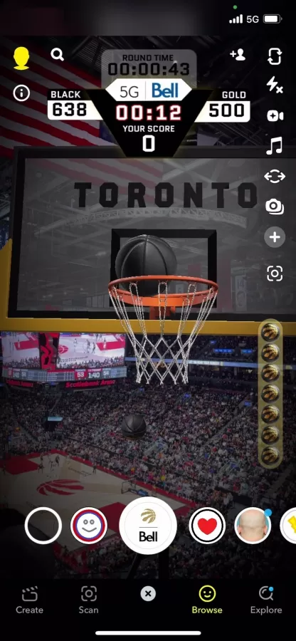 The Bell 5G Toronto Raptors Lens experience on Snapchat (CNW Group/Bell Canada) img#2