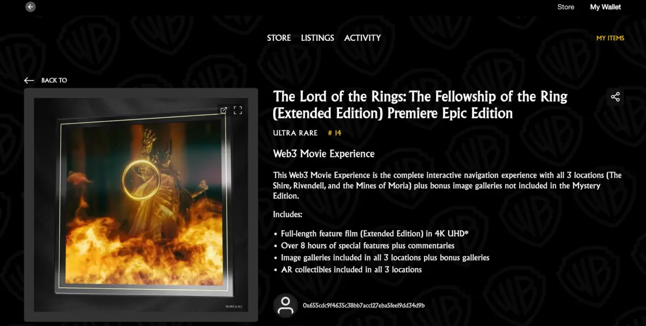 Warner Bros. home entertainment and Eluvio announce the Lord of the Rings: the Fellowship of the Ring web3 movie experience img#2