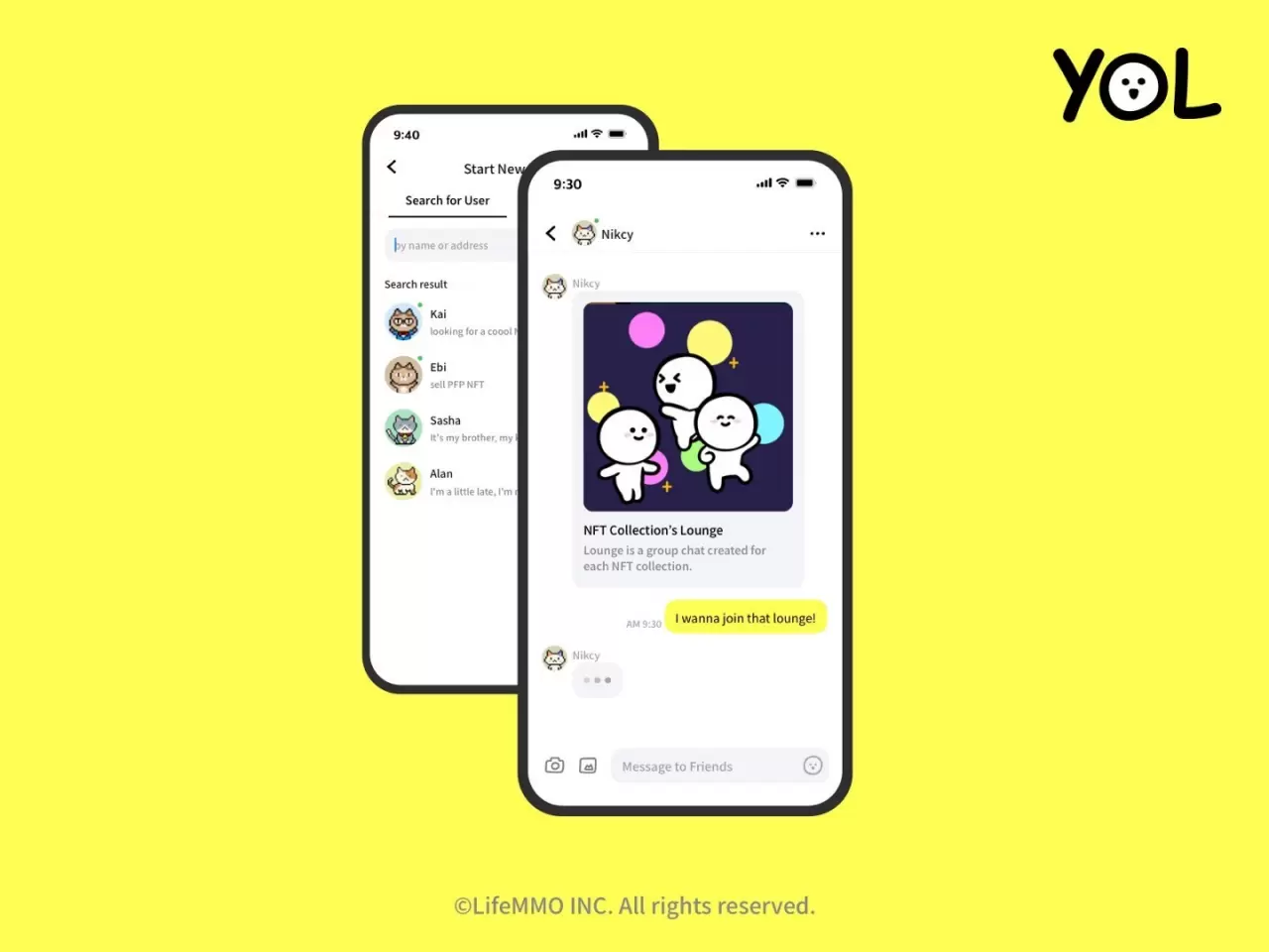 Life MMO releases the beta version of YOL, a crypto wallet address-based web messenger. img#1