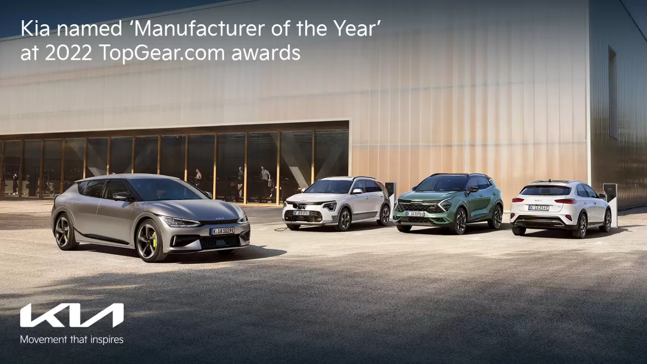 Kia has been named ‘Manufacturer of the Year’ at the 2022 TopGear.com Awards, finishing the year on a high. img#1