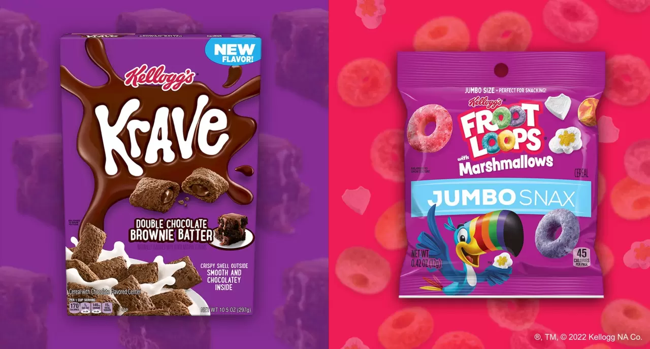 For a sweet and delectable breakfast or midday treat, new Kellogg’s® Krave® Double Chocolate Brownie Batter Cereal and new Kellogg’s Froot Loops® with Marshmallows Jumbo Snax hit shelves this December img#1
