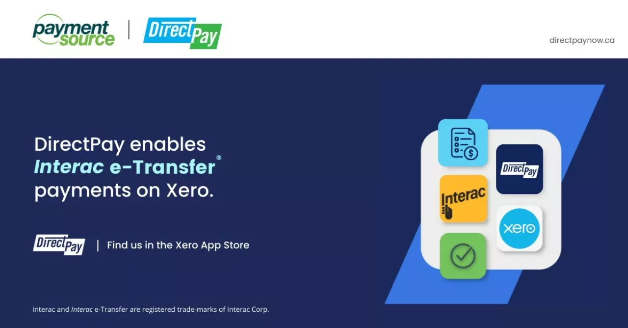 Interac e-Transfer with DirectPay available on the Xero App Store (CNW Group/Payment Source) img#1