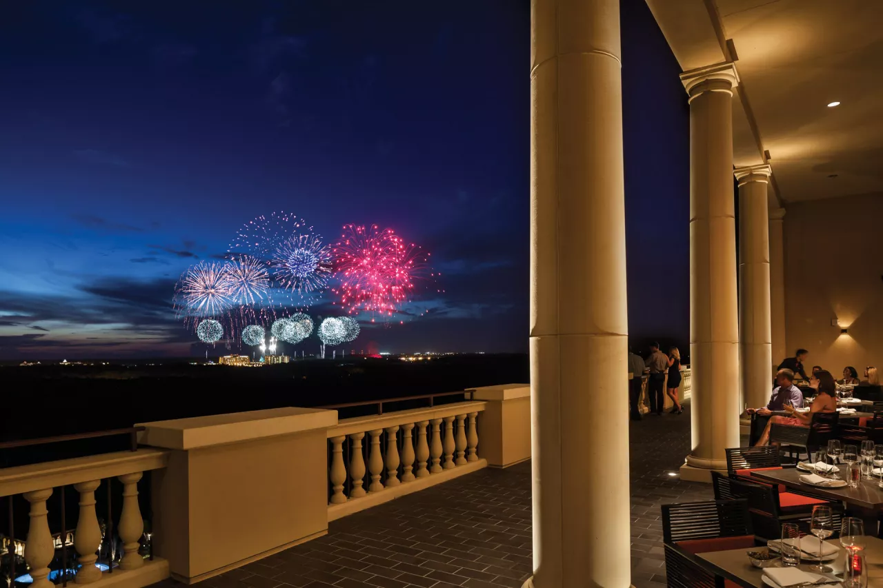 Savor Michelin-starred dining at the resort's signature Capa Steakhouse, featuring Spanish-influenced tapas, wood-fired prime cuts, locally sourced seafood and two outdoor terraces with views of the Walt Disney World Resort fireworks spectaculars. img#7
