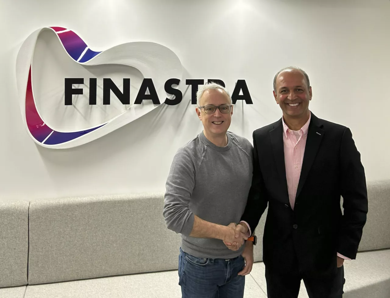Finastra’s Iain MacLennan (L) and Integro’s Shekhar Mullatti meeting at Finastra’s London HQ in January img#1