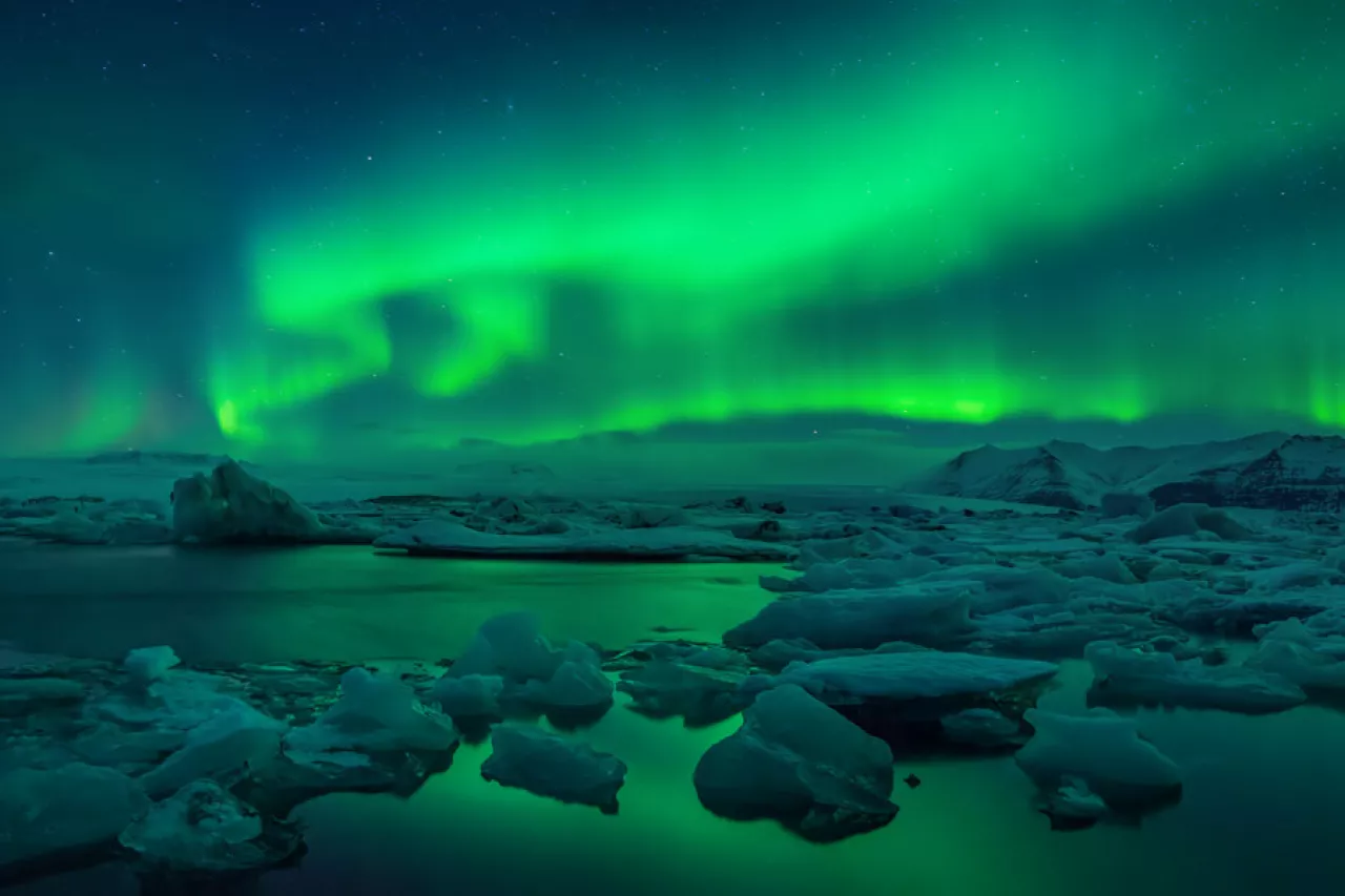 A University of Oklahoma engineer will use an NSF CAREER award to better understand how geomagnetic storms can impact energy infrastructure. Photo of Aurora Borealis over Iceland via Shutterstock Image 679696936. img#1