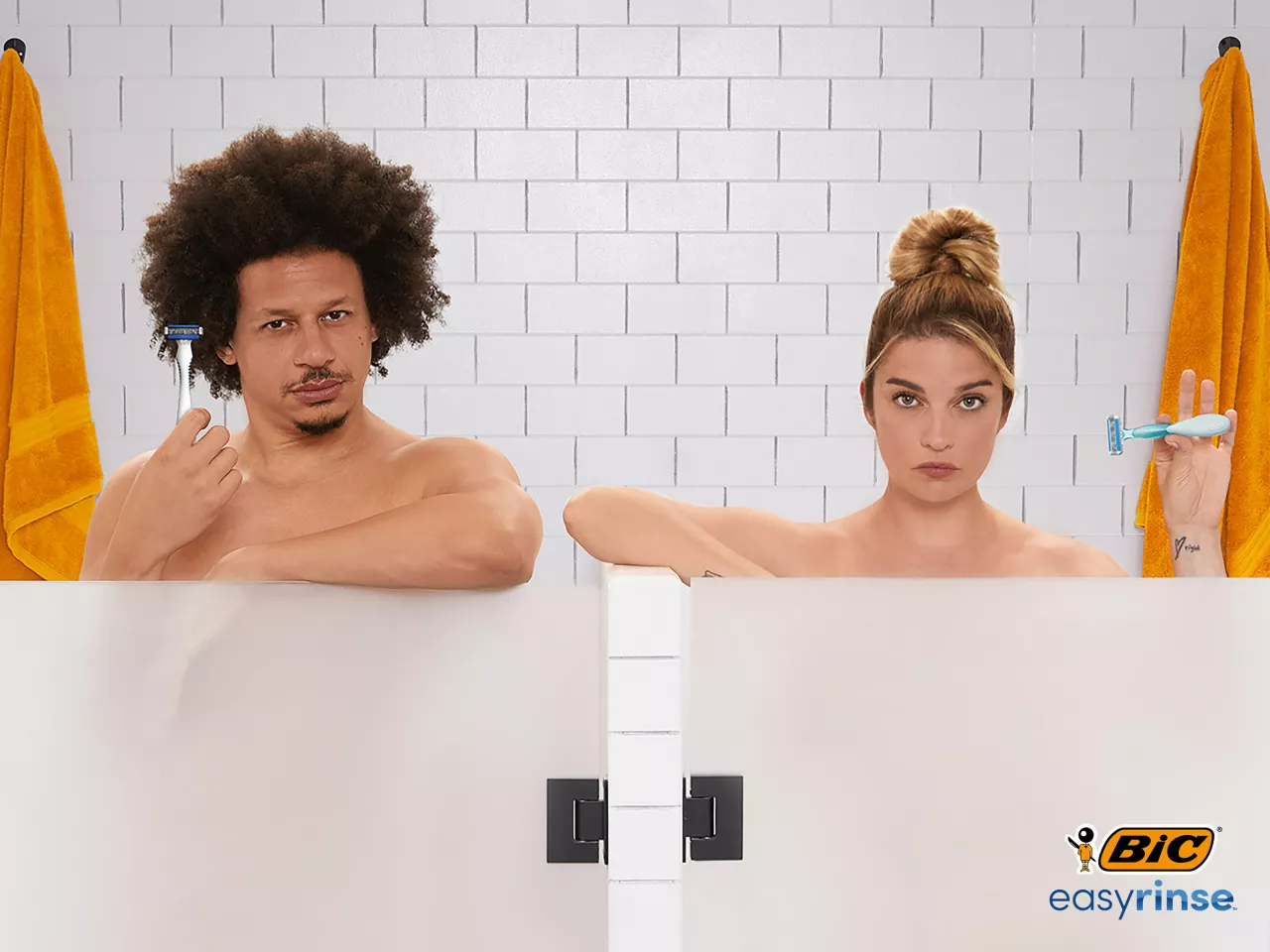 Eric Andre and Annie Murphy live the smooth life with the new BIC EasyRinse razor's patented anti-clog technology. img#1