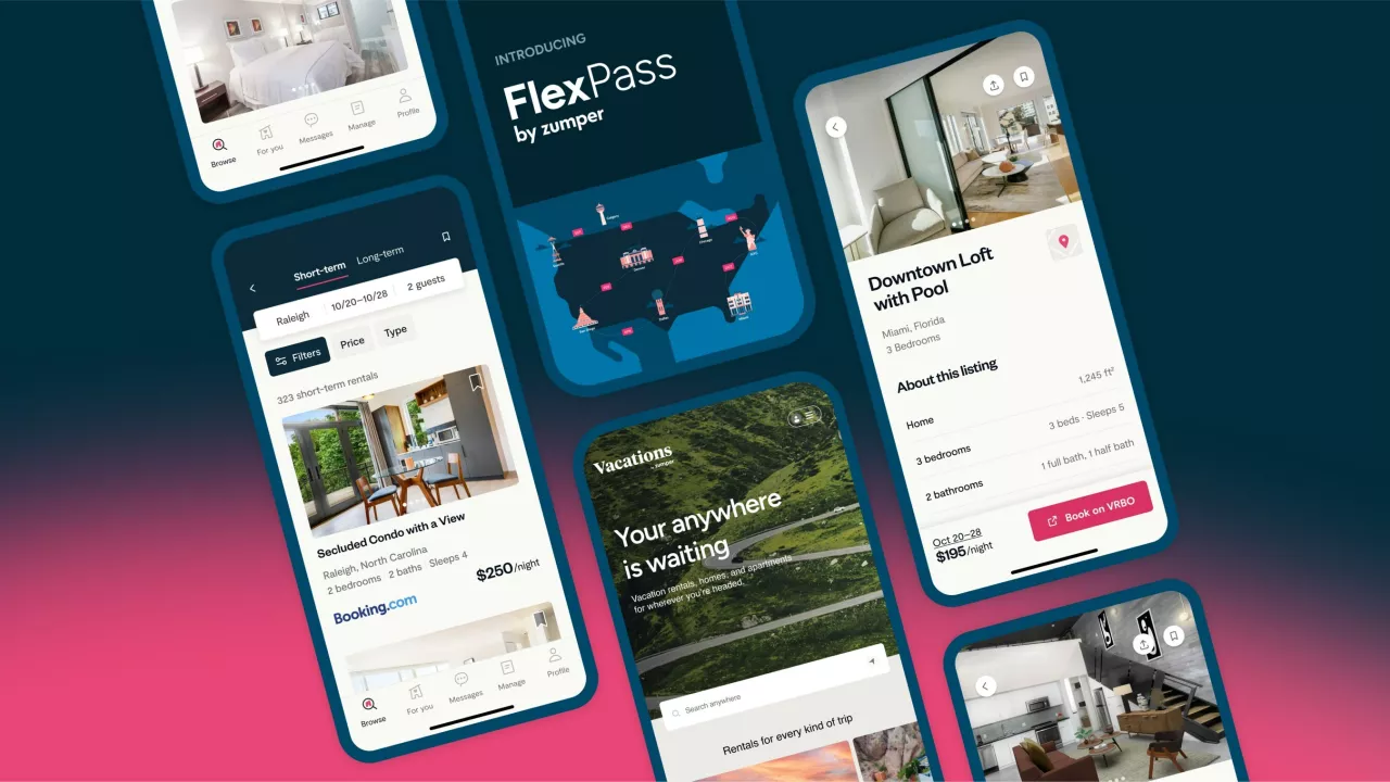 Zumper evolves offerings by introducing Vacations by Zumper, a new destination for short-term rentals inclusive of hotel room listings, and FlexPass, a frequency-friendly short-term rental subscription service img#1