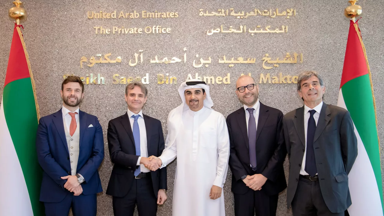 From left to right: Andrea Ronchi, Head of UAE Market at Datrix; Fabrizio Milano D’Aragona, Co-Founder & CEO of Datrix; Hisham Al Gurg, CEO of Seed Group and the Private Office of Sheikh Saeed bin Ahmed Al Maktoum; Mauro Arte, Co-founder and COO of Datrix; Prof. Enrico Zio, Scientific Director of Datrix img#1