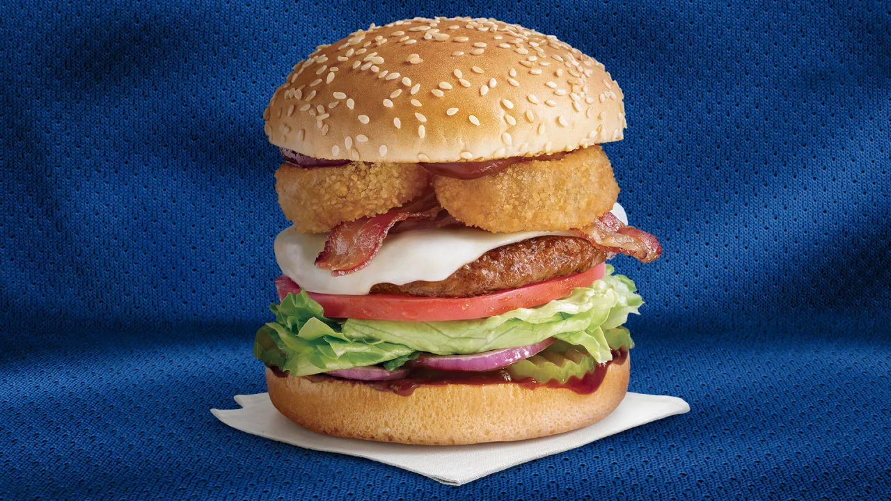 The Ringer Burger available for a limited time at A&W restaurants across Canada on April 10th (CNW Group/A&W Food Services of Canada Inc.) img#1