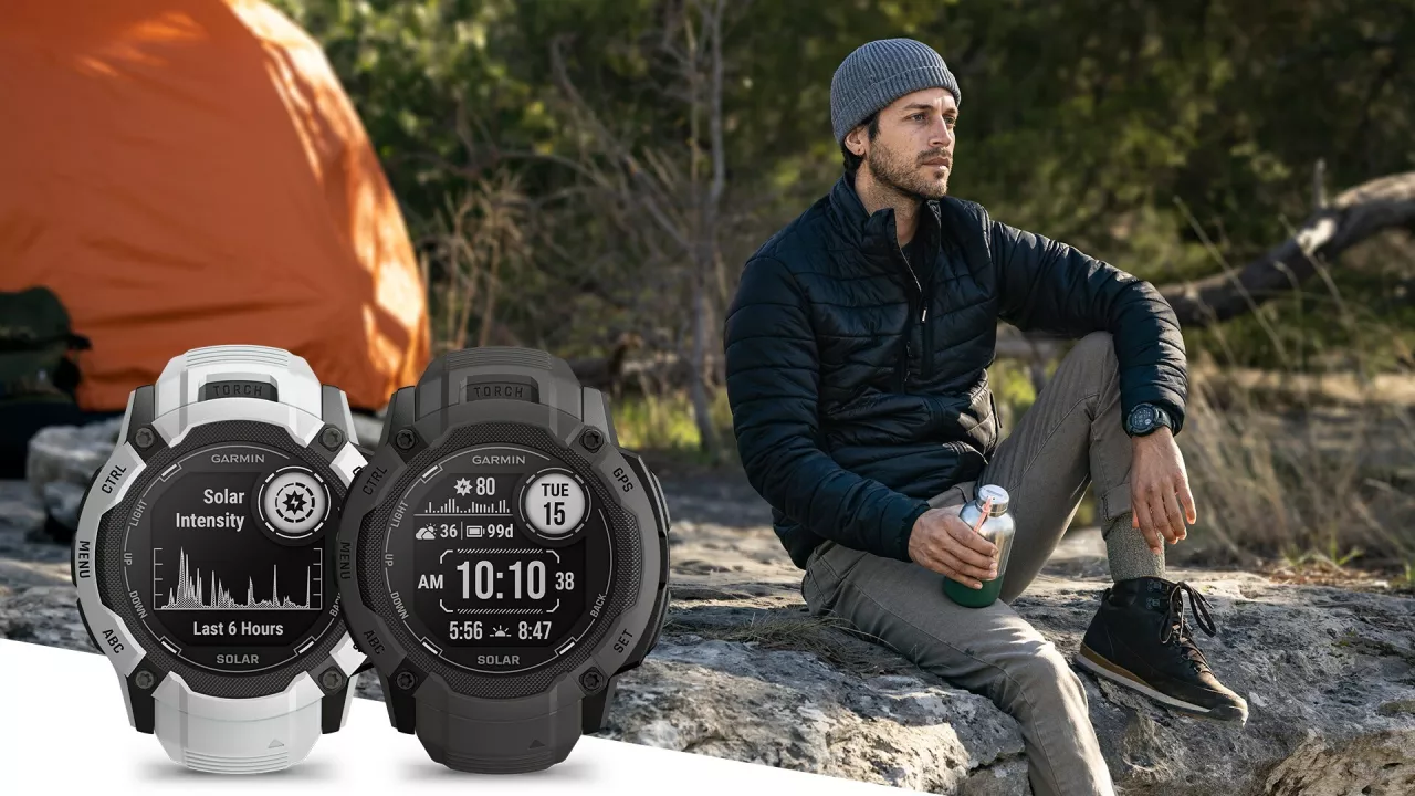 Larger, solar-powered Instinct 2X Solar smartwatches are built to military standards feature an easy-to-read, high-resolution display, infinite battery life and LED flashlight img#1