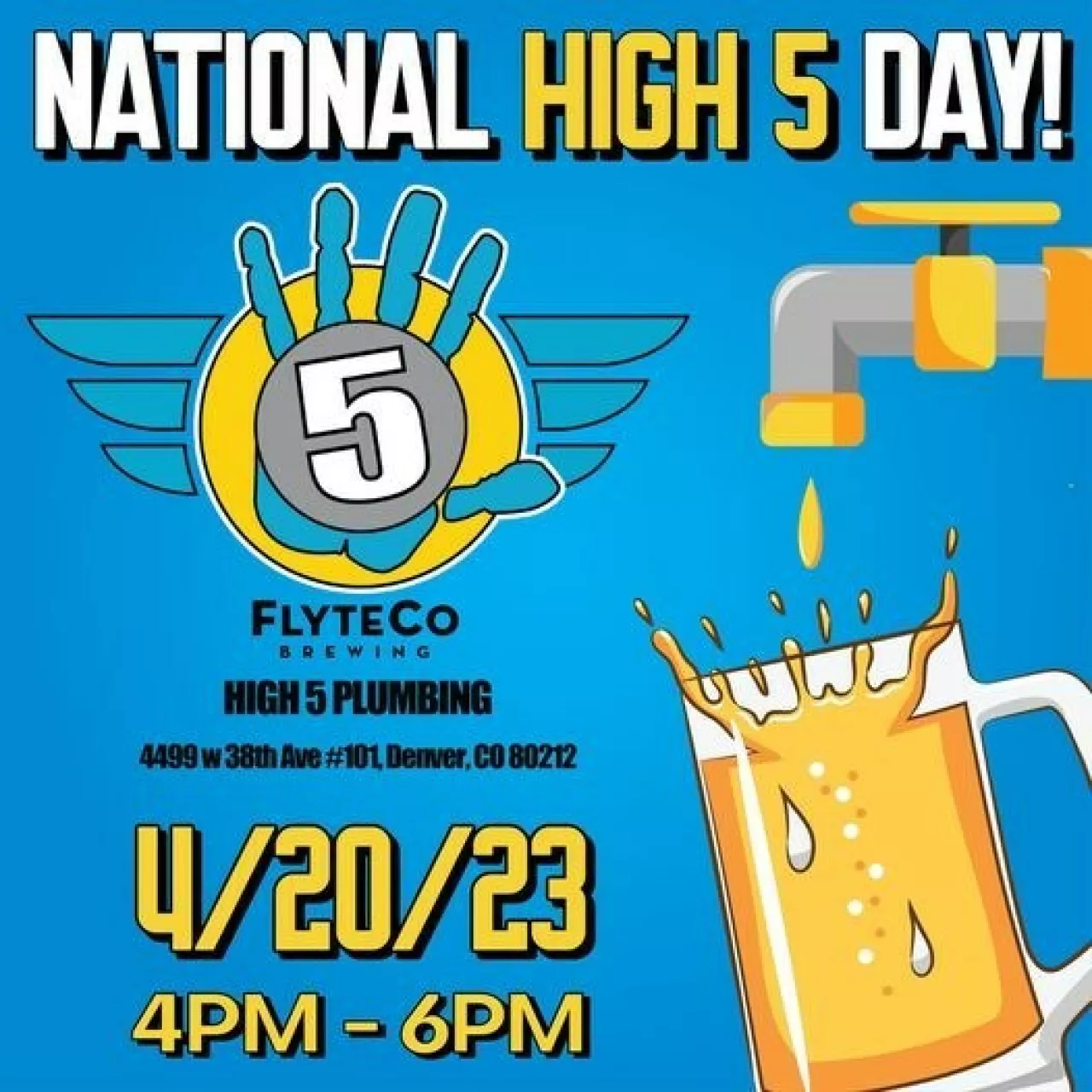 High 5 Plumbing is welcoming homeowners and clients alike to its National High Five Day event from 4-6 p.m. at FlyteCo Brewing on April 20. img#1