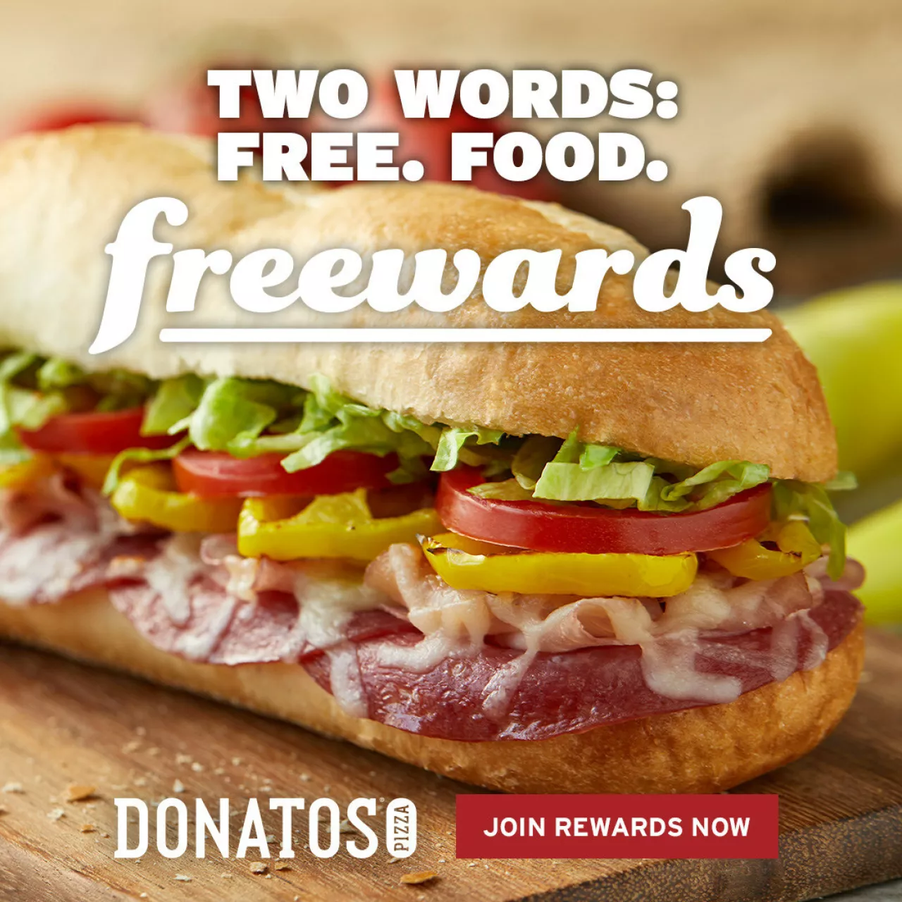 Freewards is coming to Donatos on May 1. Sign up at donatos.com/freewards to be eligible. img#1