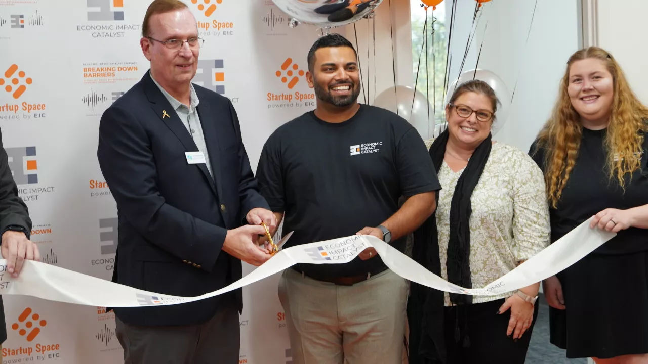 Ceremonial Ribbon Cutting with CEO of EIC David Ponraj and City of Clearwater Mayor Brian Aungst, along with SVP of EIC McKenzie Dial Fritscher and Cherisse Ponraj. img#1