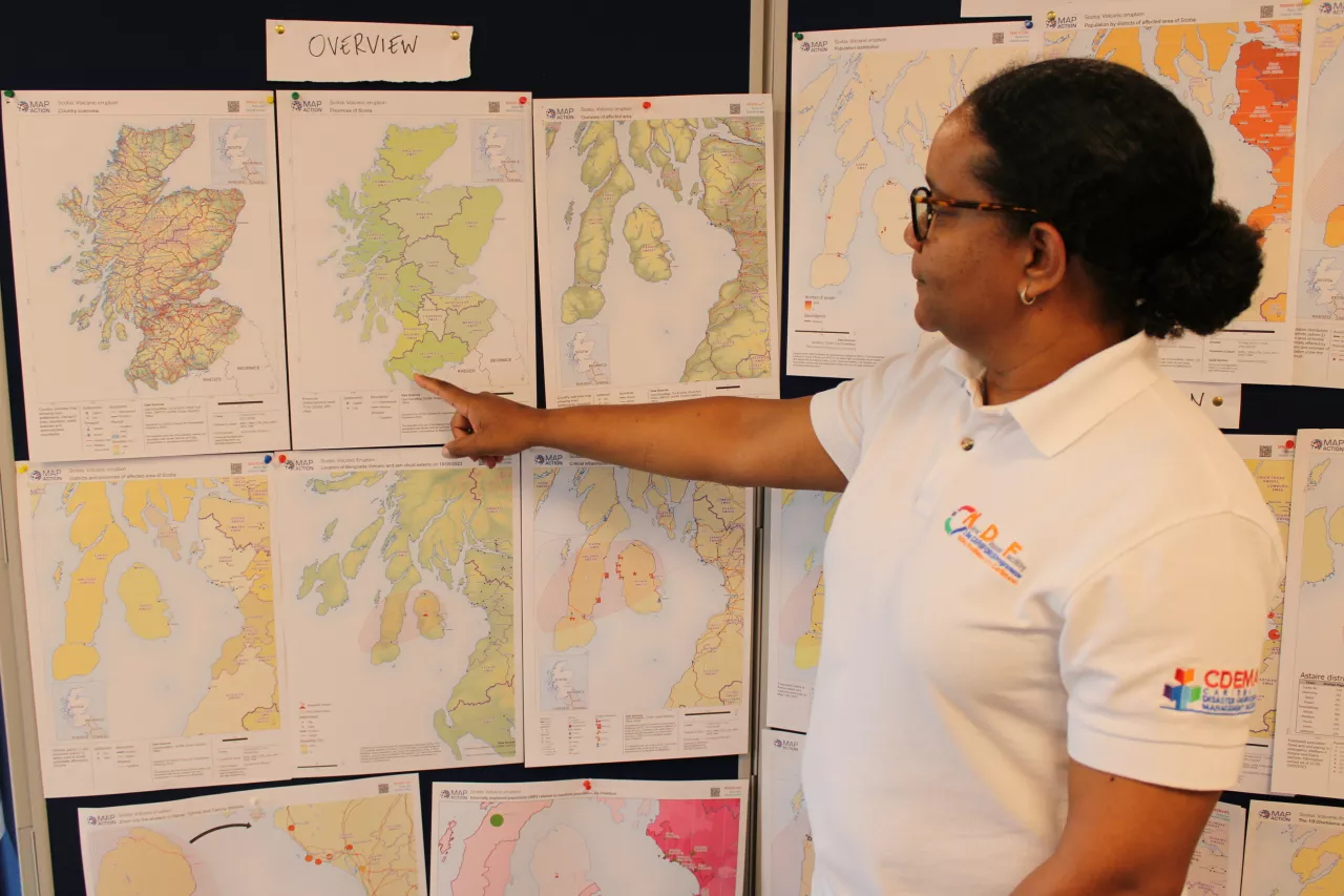 Renée Babb, Global Informations Systems (GIS) Specialist at the Caribbean Disaster Emergency Management Agency (CDEMA), a guest at the exercise and a long-time partner at MapAction. Photo: MapAction img#5