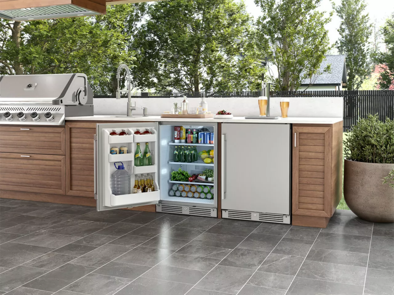 The ultimate appliance for outdoor entertaining, the Presrv Outdoor Refrigerator is ideal for storing appetizers, food for the grill, and fruit garnishes for drinks and snacks. img#1