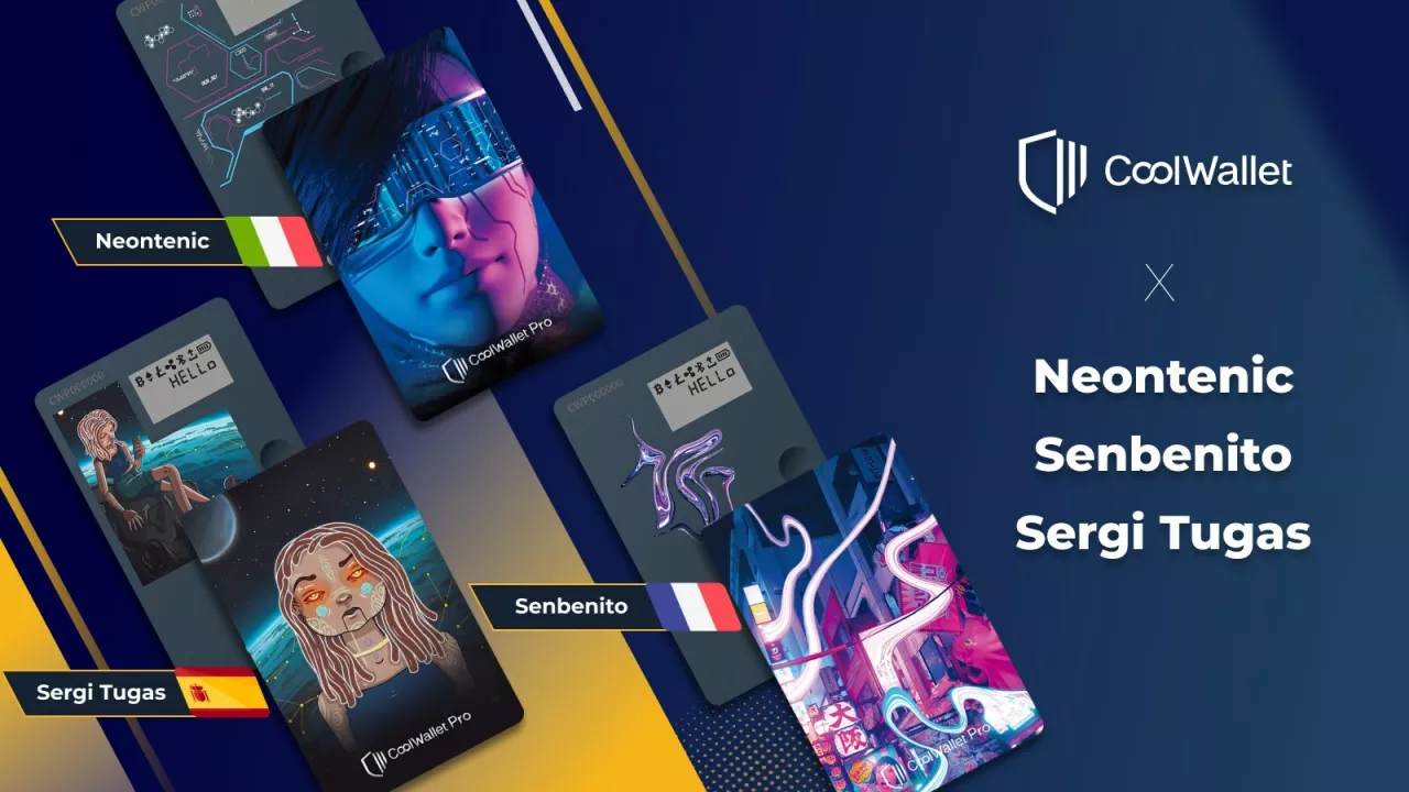 CoolBitX, the leading hardware wallet maker, is proud to announce the launch of an exclusive collection in celebration of CoolWallet Pro's anniversary. This eclectic special edition features three renowned international artists: Neontenic from Italy, Senbenito from France, and Sergi Tugas from Spain. The exceptional collaborations bring together the worlds of art and technology, offering users a truly unique and visually captivating experience. img#1
