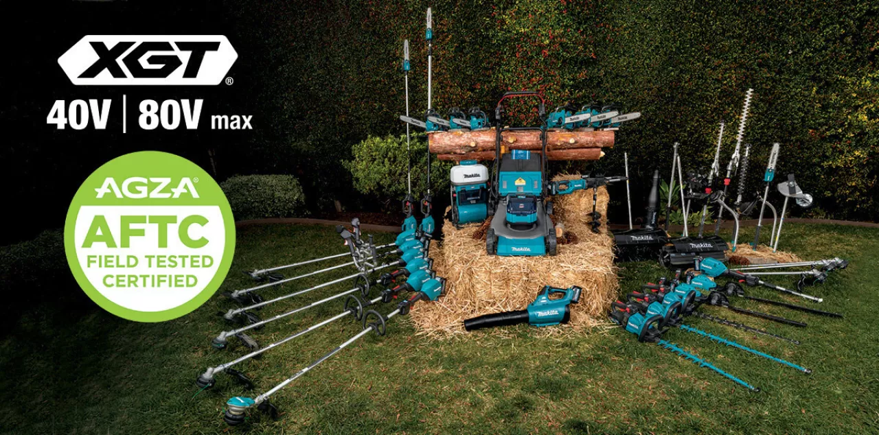 AGZA CERTIFIED: Makita has received field-tested certification from the American Green Zone Alliance (AGZA) for its XGT® (top) and ConnectX™ Systems of battery-powered outdoor power equipment. img#1