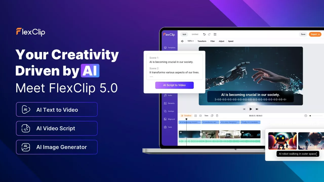 Your Creativity Driven by AI - Meet FlexClip 5.0 img#1